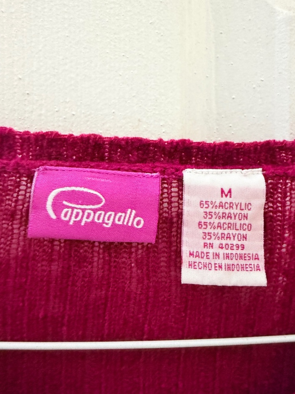 Vintage Pappagallo Raspberry Pink Ribbed Knit Sweater M | Soft Crewneck Cozy 90s - Picture 2 of 4